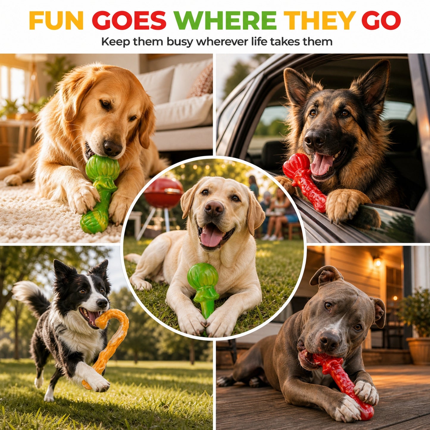 Kseroo 3 Pack Dog Chew Toys for Aggressive Chewers 30-85 lbs,Beef Flavored Tough Dog Toys for Medium & Large Breeds, Durable Hard Nylon Dog Toy, Reduce Boredom, Teeth Cleaning, Dog Bones Long-Lasting
