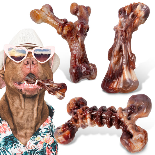Dog Toys for Aggressive Chewers - 3 Pack Bacon Flavored