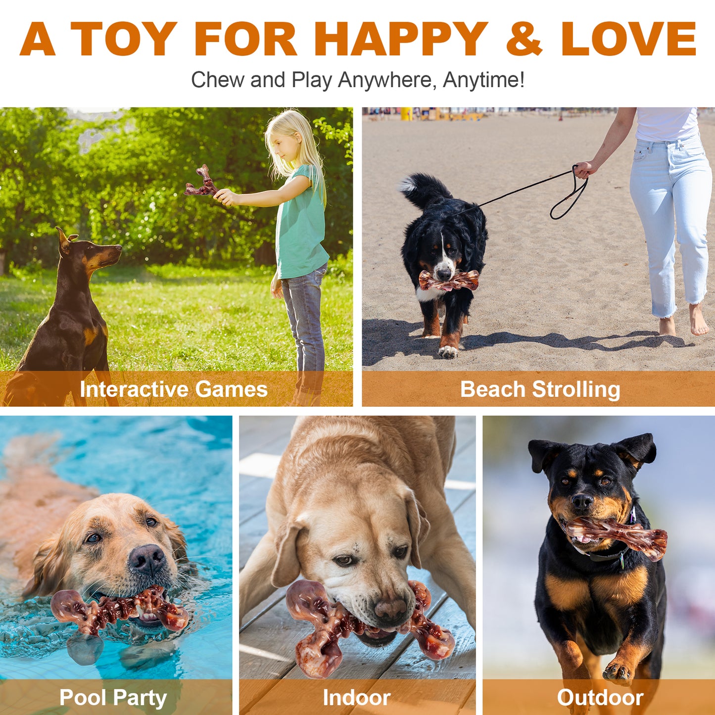 Dog Toys for Aggressive Chewers - 3 Pack Bacon Flavored