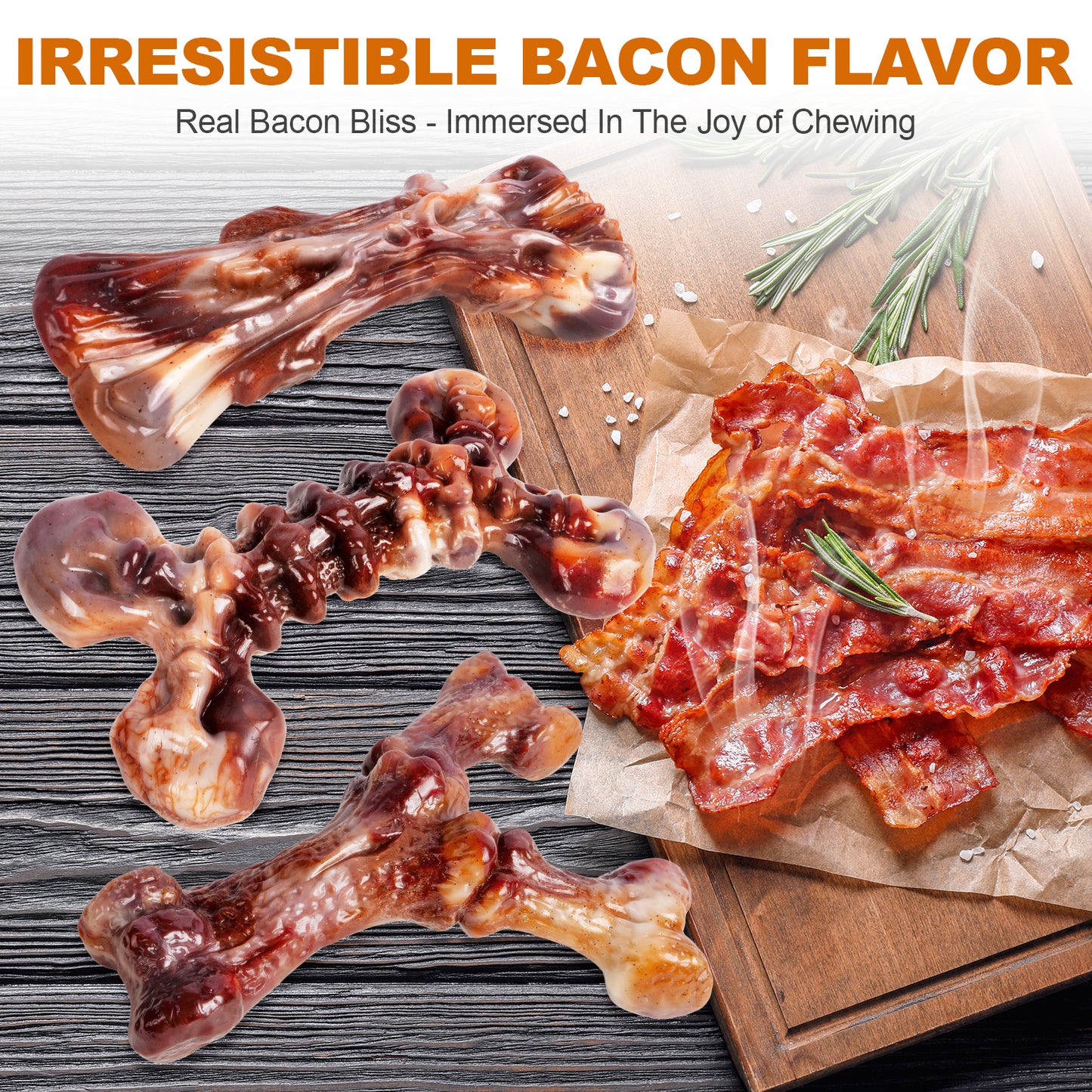 Dog Toys for Aggressive Chewers - 3 Pack Bacon Flavored