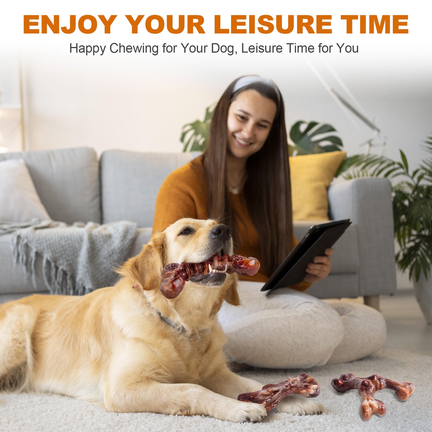 Dog Toys for Aggressive Chewers - 3 Pack Bacon Flavored