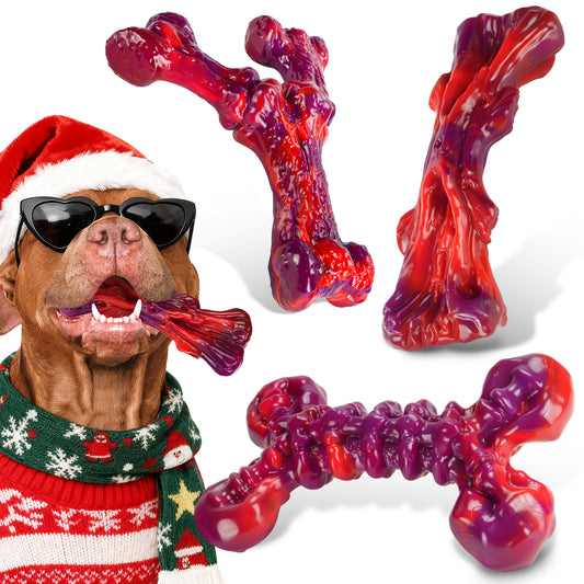 Indestructible Dog Toys for Aggressive Chewers 3-Pack : Beef-Red