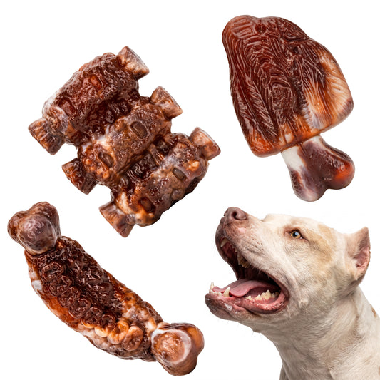 Kseroo 3-Pack Tough Dog Toys for Aggressive Chewers, 25–65 lb Dogs, Brown Bacon Flavored Nylon Dog Toys for Medium/Large Dogs, Long Lasting Dog Chew Toys, Durable Dog Chew Bones, Reduce Destruction