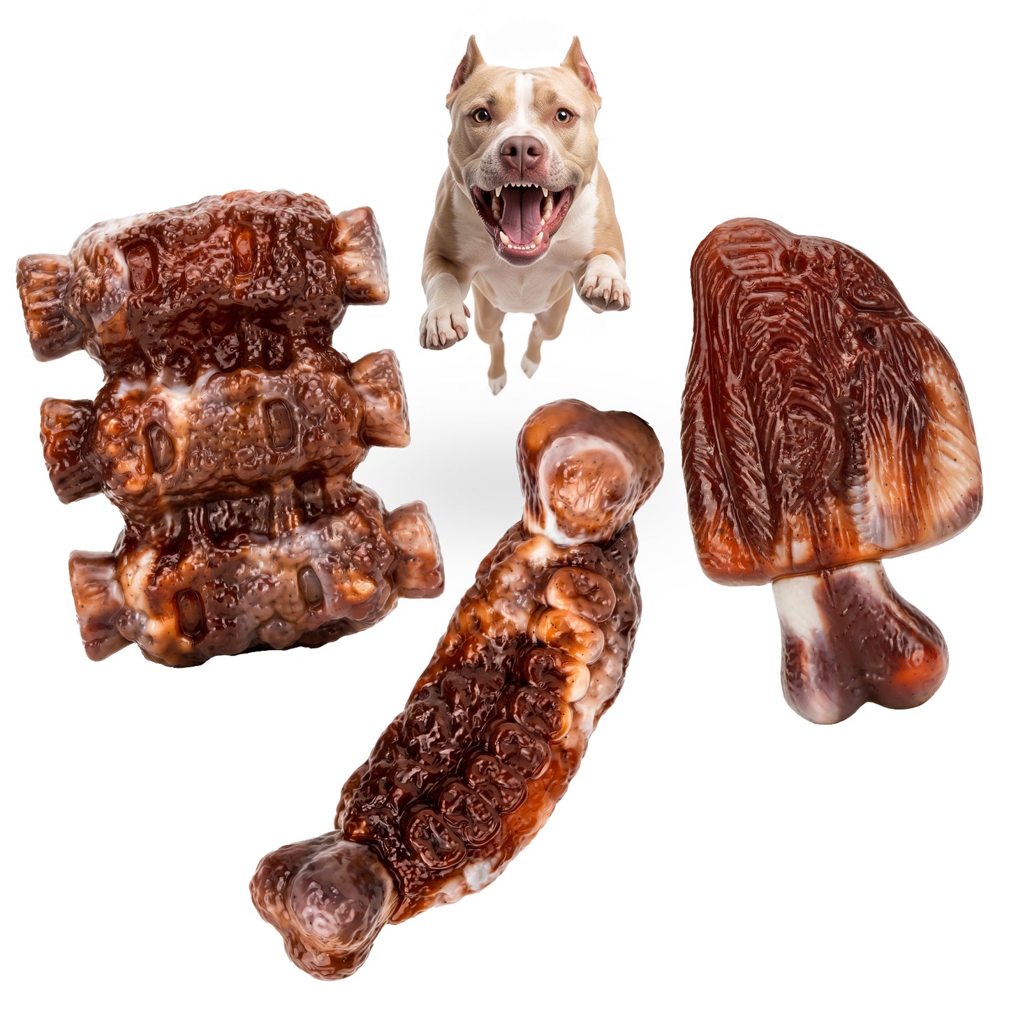 Kseroo 3-Pack Tough Dog Toys for Aggressive Chewers, 25–65 lbs Bacon Flavored Nylon Dog Toys for Medium/Large Dogs, Long Lasting Dog Chew Toys, Durable Dog Chew Bones, Reduce Destruction