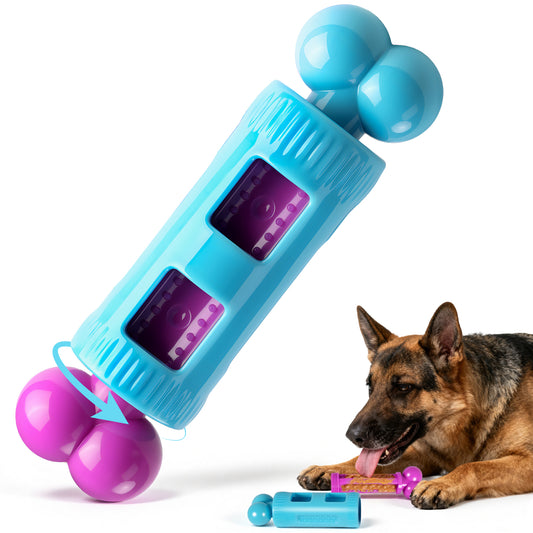 Dog Toys for Aggressive Chewers: Durable Nylon Dog Chew Toy, 3 Refill Zones, Bacon Flavor ：Pink & Blue