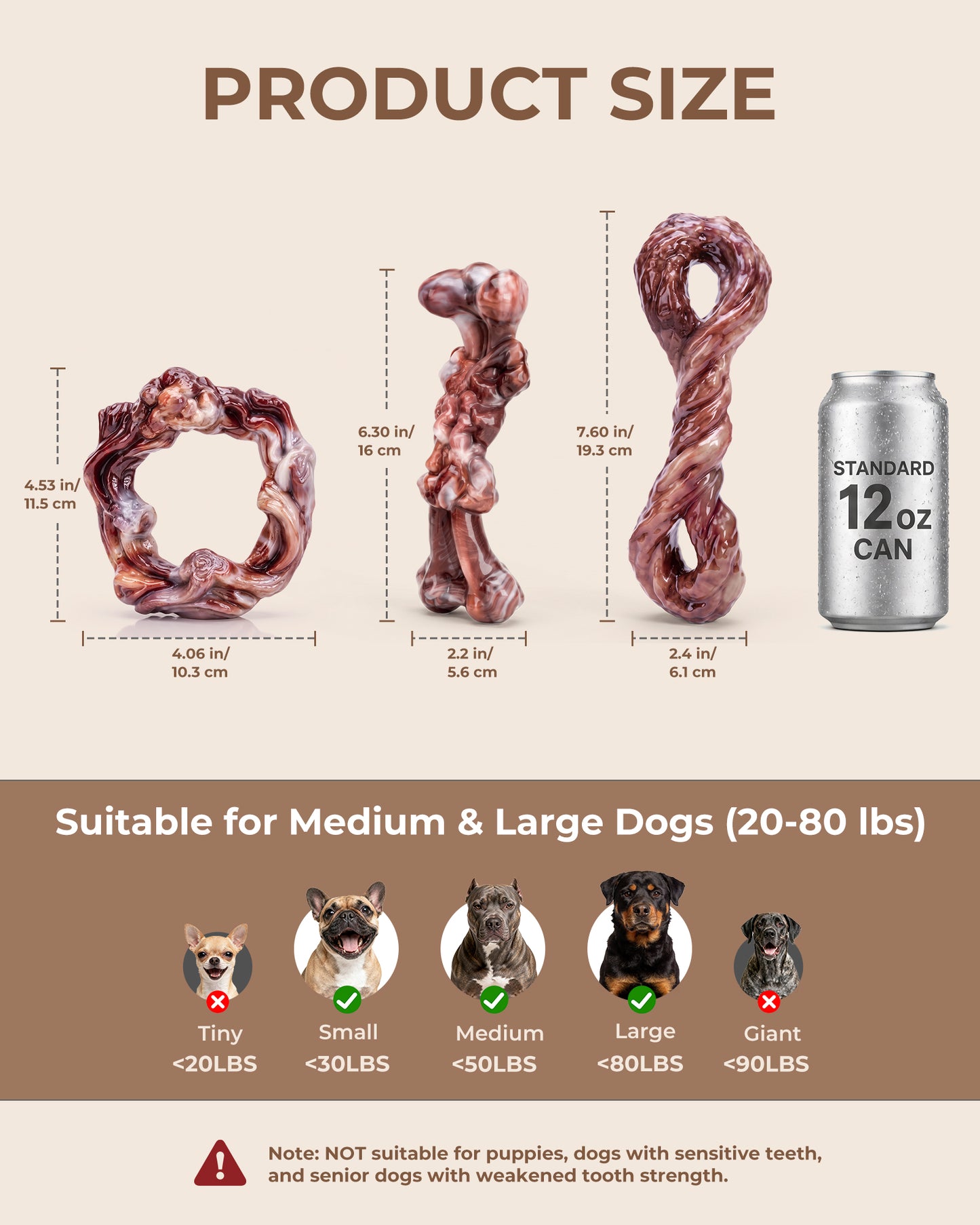 Kseroo 3-Pack Long-Lasting Dog Toys for Aggressive Chewers