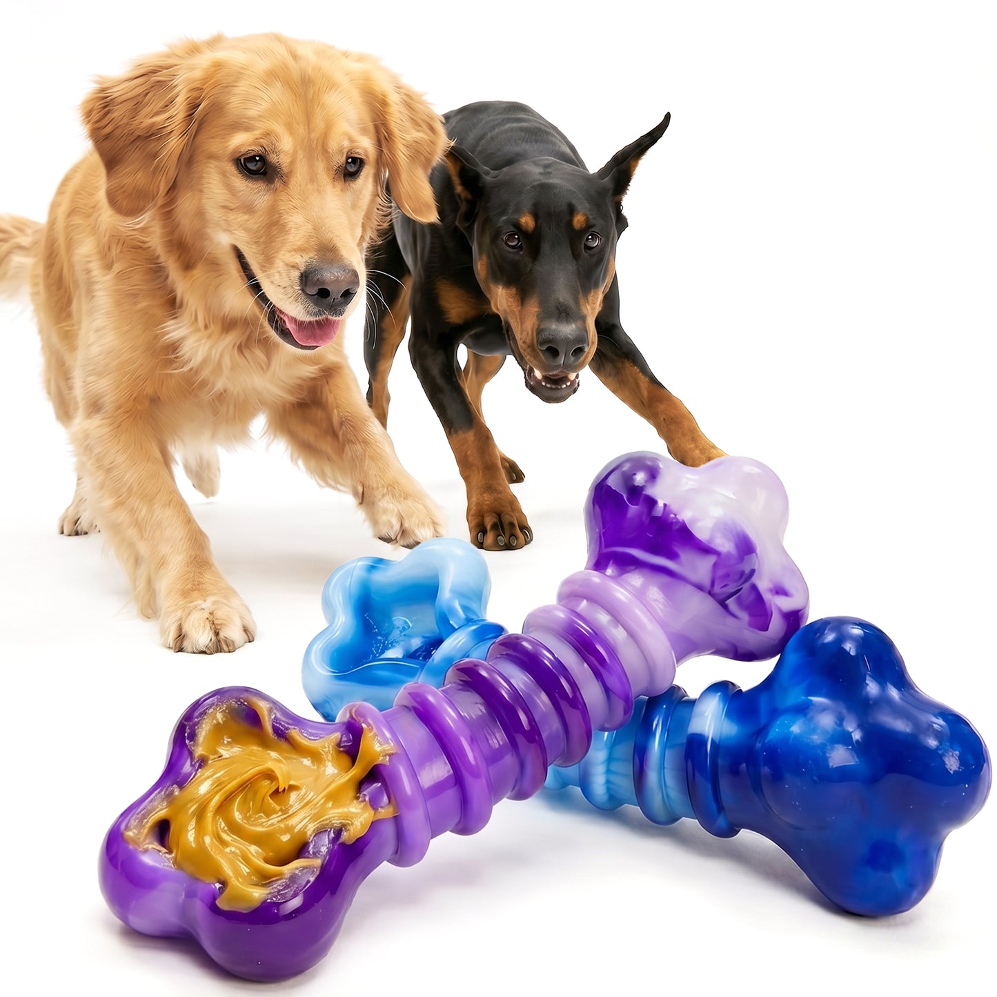 Kseroo 2-Pack Indestructible Dog Toys for Aggressive Chewers: Beef-Flavored Tough Dog Chew Toys, Nylon Large Dog Chew Toys to Keep Them Busy, Dog Chew Bones for 25-70lbs Medium & Large Dogs