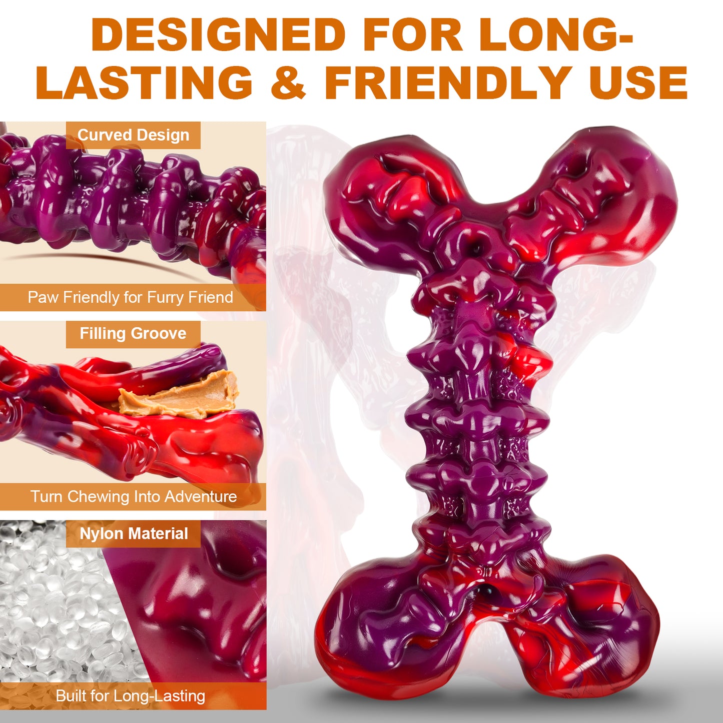 Indestructible Dog Toys for Aggressive Chewers 3-Pack : Beef-Red