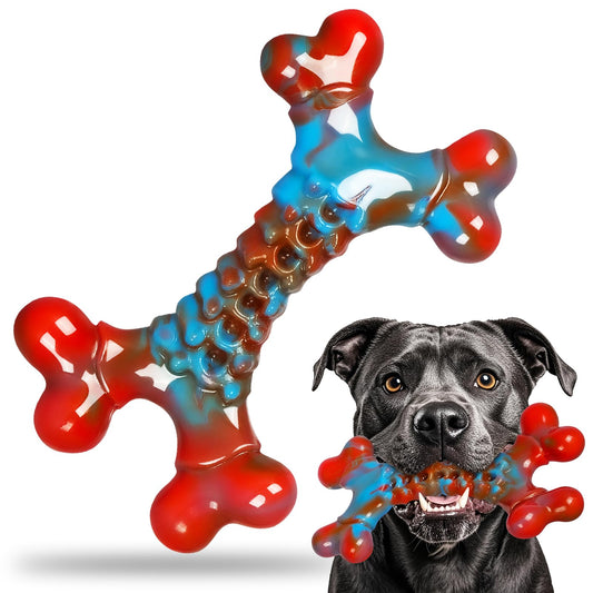 Kseroo Bacon Flavored Nylon Bone Shaped Tough Chew Dog Toy, Red, 1 Count