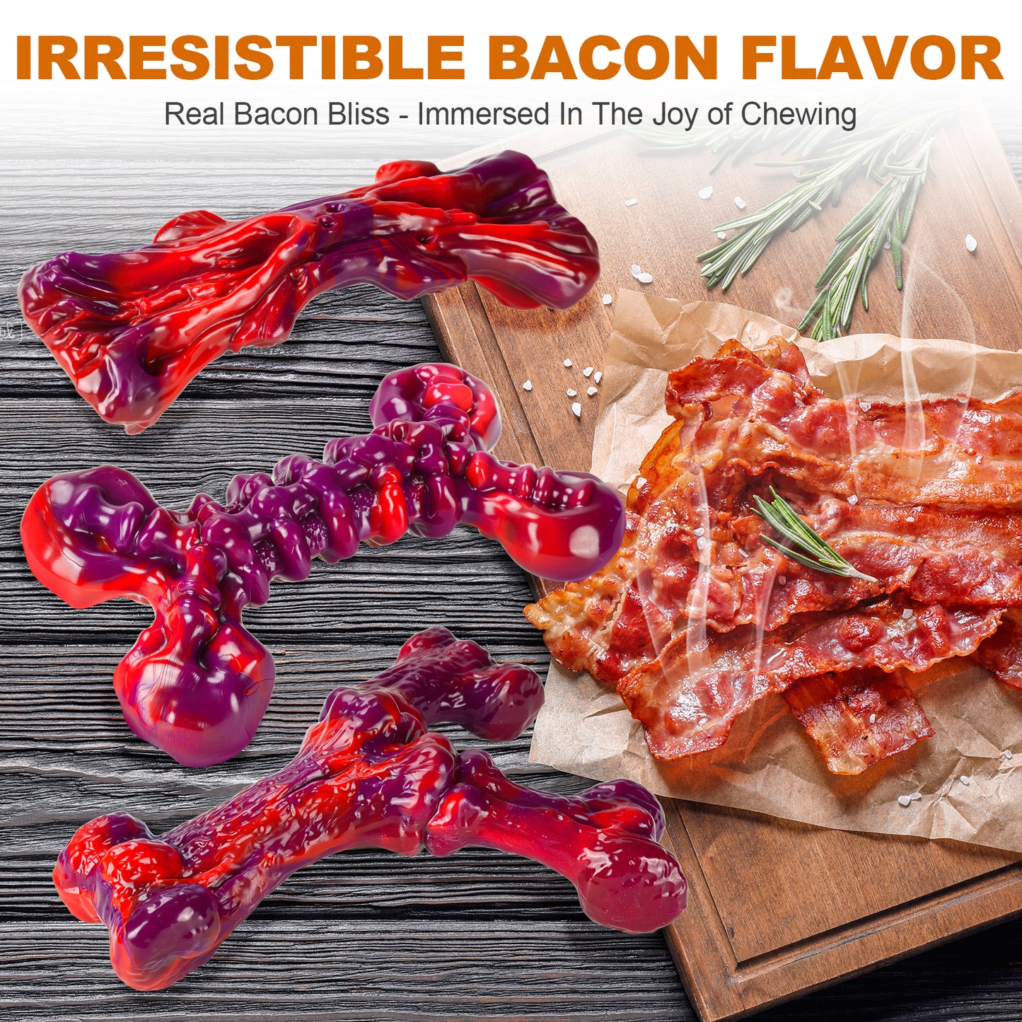 Indestructible Dog Toys for Aggressive Chewers 3-Pack : Beef-Red