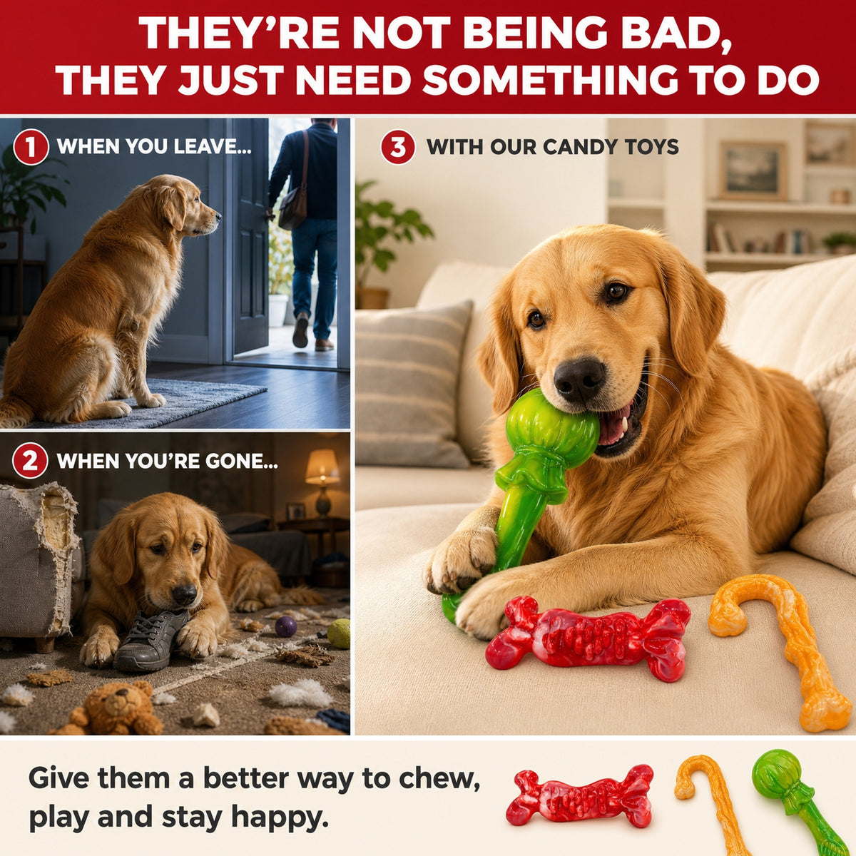Kseroo 3 Pack Dog Chew Toys for Aggressive Chewers 30-85 lbs,Beef Flavored Tough Dog Toys for Medium & Large Breeds, Durable Hard Nylon Dog Toy, Reduce Boredom, Teeth Cleaning, Dog Bones Long-Lasting