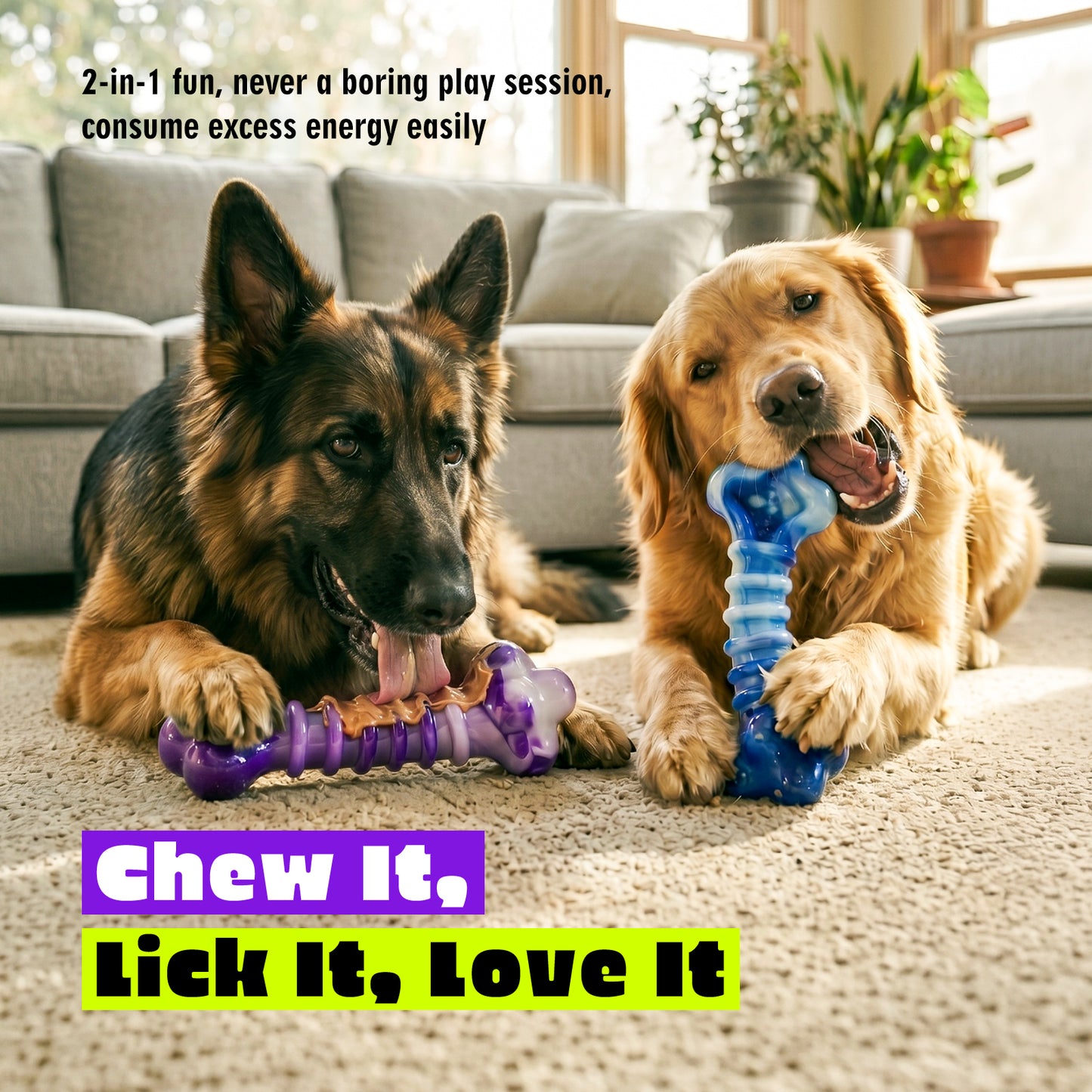 Kseroo 2-Pack Indestructible Dog Toys for Aggressive Chewers: Beef-Flavored Tough Dog Chew Toys, Nylon Large Dog Chew Toys to Keep Them Busy, Dog Chew Bones for 25-70lbs Medium & Large Dogs