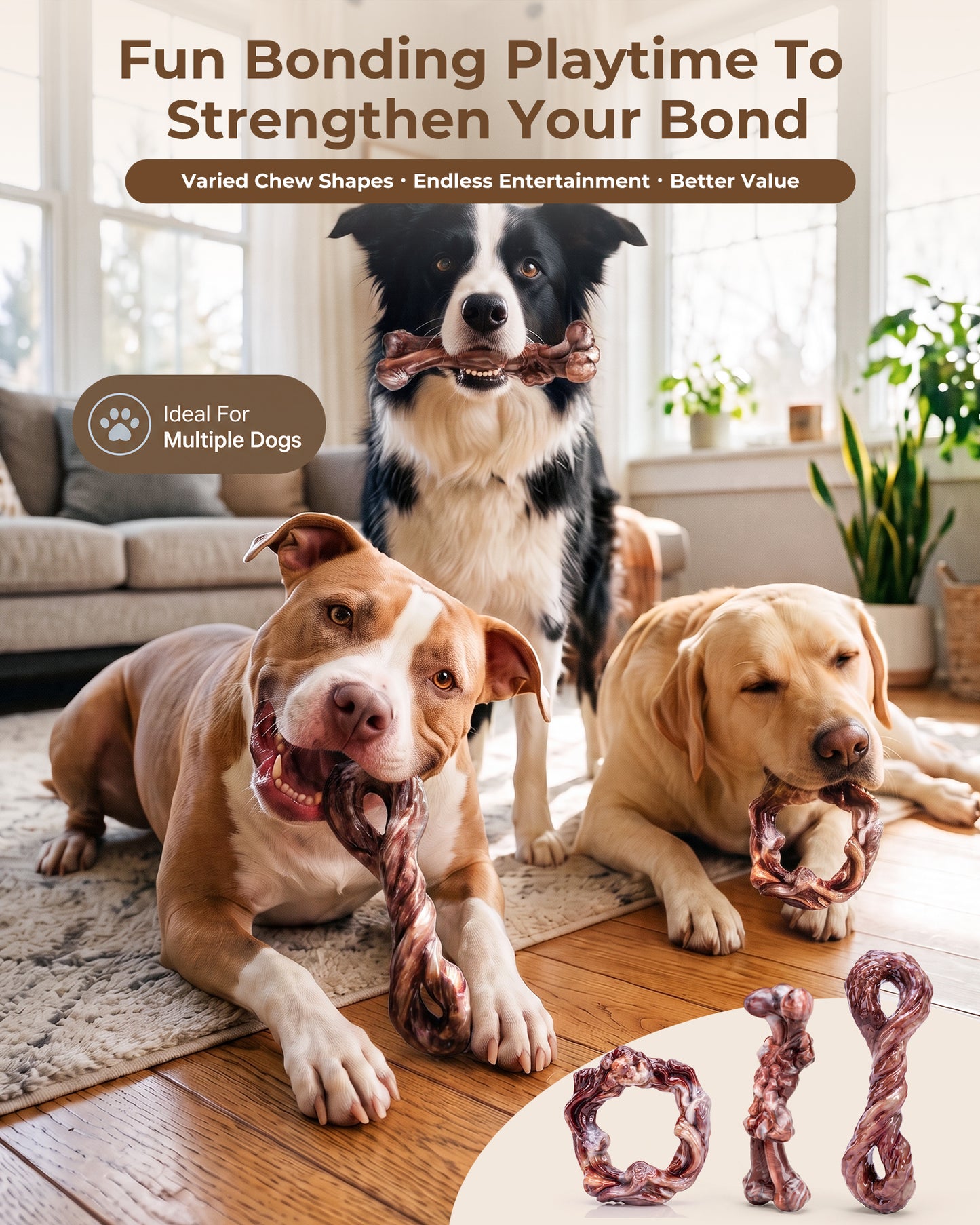 Kseroo 3-Pack Long-Lasting Dog Toys for Aggressive Chewers