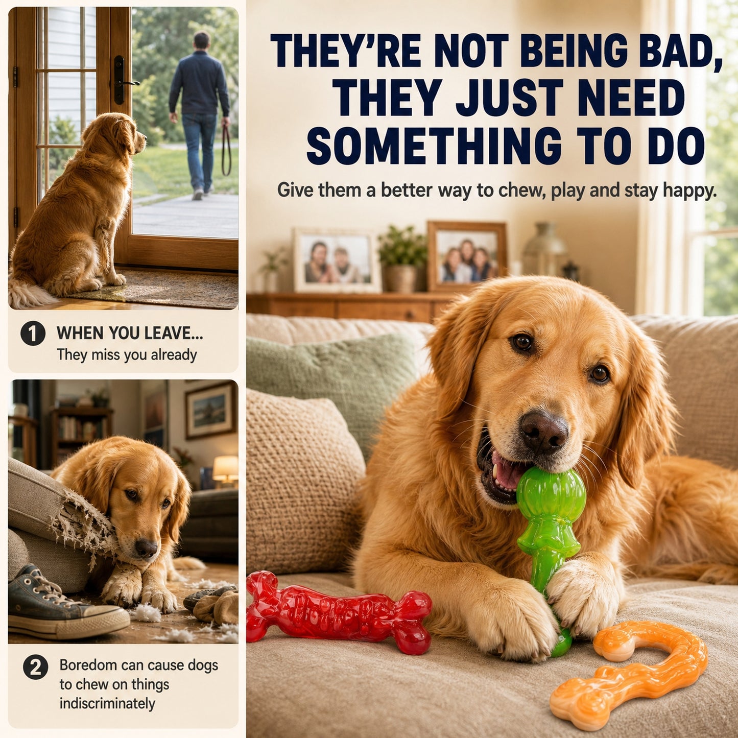 Kseroo 3 Pack Dog Chew Toys for Aggressive Chewers 30-85 lbs,Beef Flavored Tough Dog Toys for Medium & Large Breeds, Durable Hard Nylon Dog Toy, Reduce Boredom, Teeth Cleaning, Dog Bones Long-Lasting