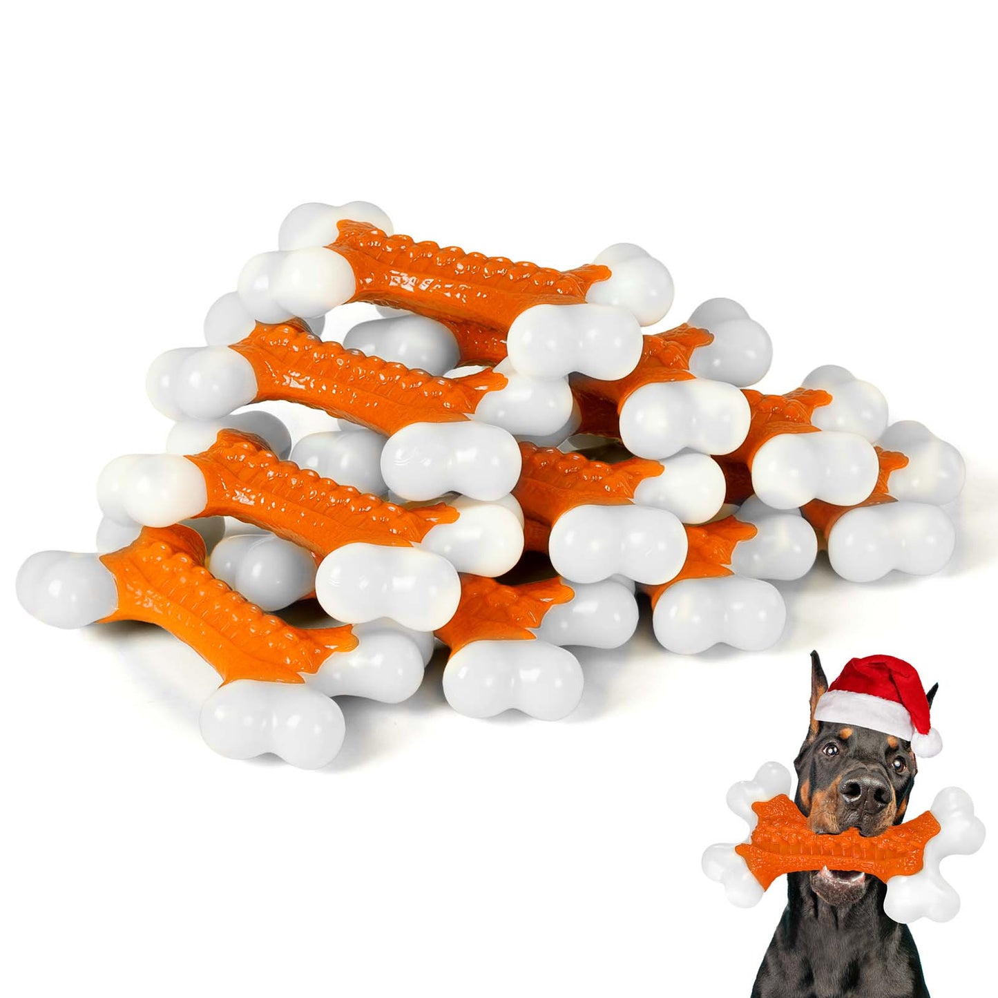 10-Pack Dog Toys for Aggressive Chewers Large Breed, Tough Bones