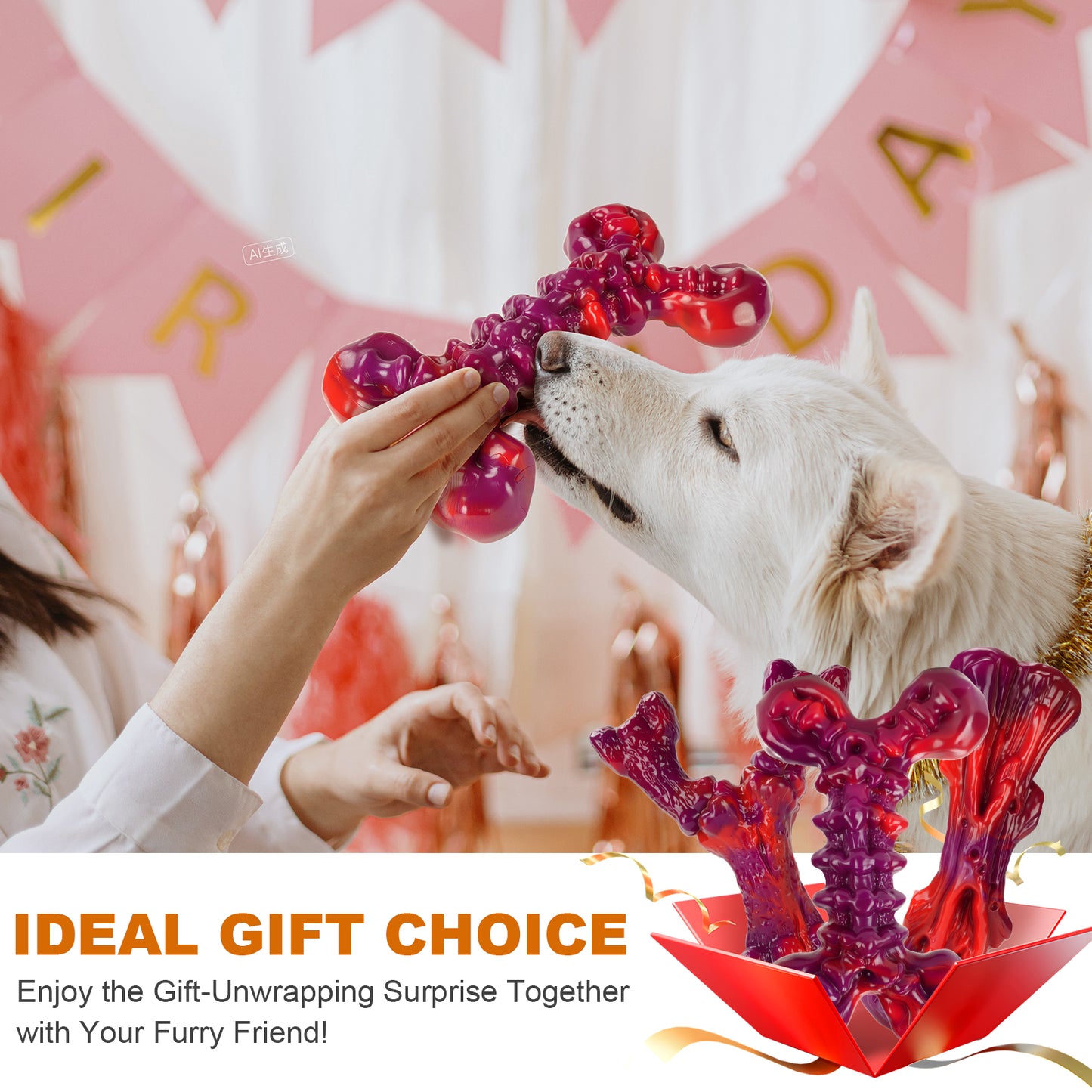 Indestructible Dog Toys for Aggressive Chewers 3-Pack : Beef-Red