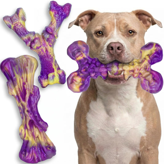 Kseroo 3-Pack Chicken Flavored Tough Dog Chew Toys for Aggressive Chewers Heavy-Duty Ultra-Hard Solid Nylon Chew Bones for Medium & Large Breeds 30-100lbs, Reducing Boredom & Destructive Chewing - XL