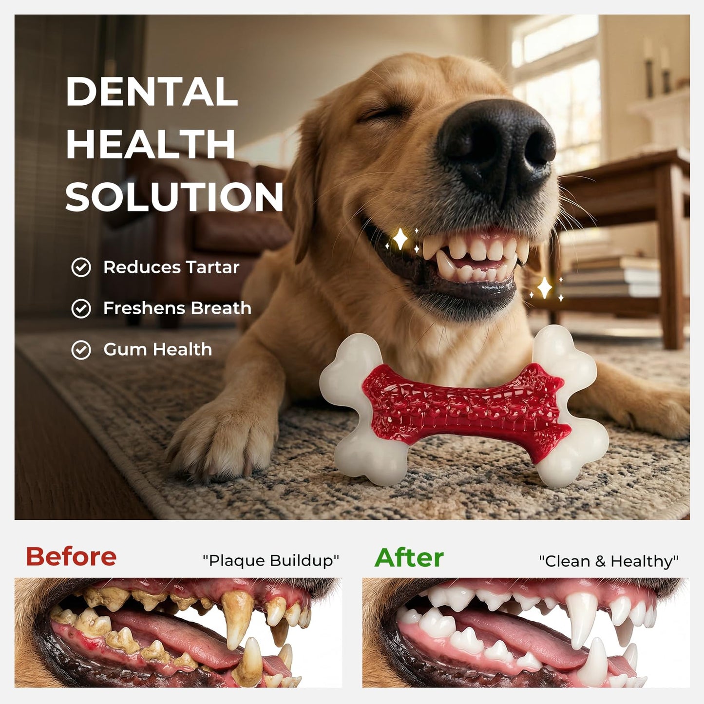 kseroo 6-Pack Dog Toys for Aggressive Chewers, Indestructible Tough Nylon Bone, Teething & Boredom Relief Chew for Large Dogs, Beef Flavor