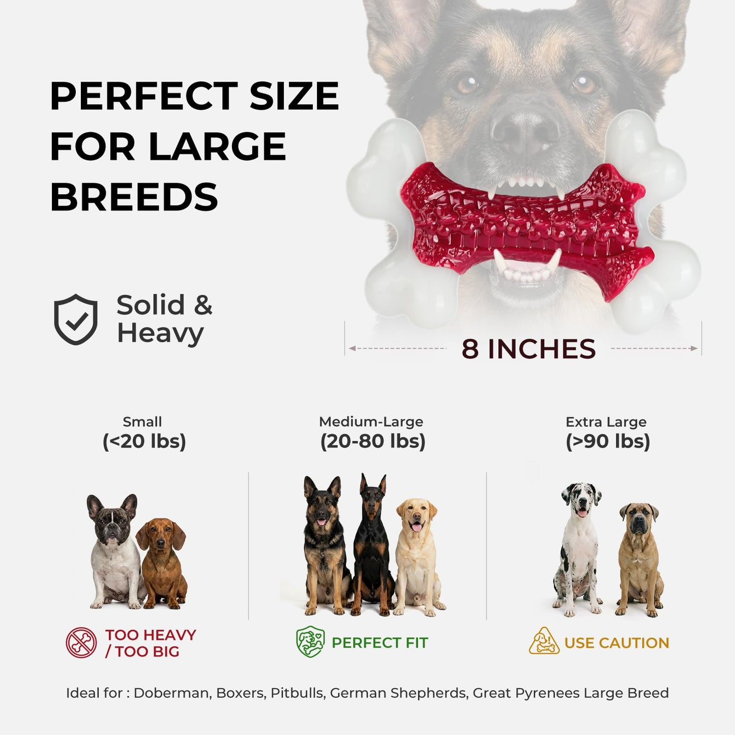 kseroo 6-Pack Dog Toys for Aggressive Chewers, Indestructible Tough Nylon Bone, Teething & Boredom Relief Chew for Large Dogs, Beef Flavor