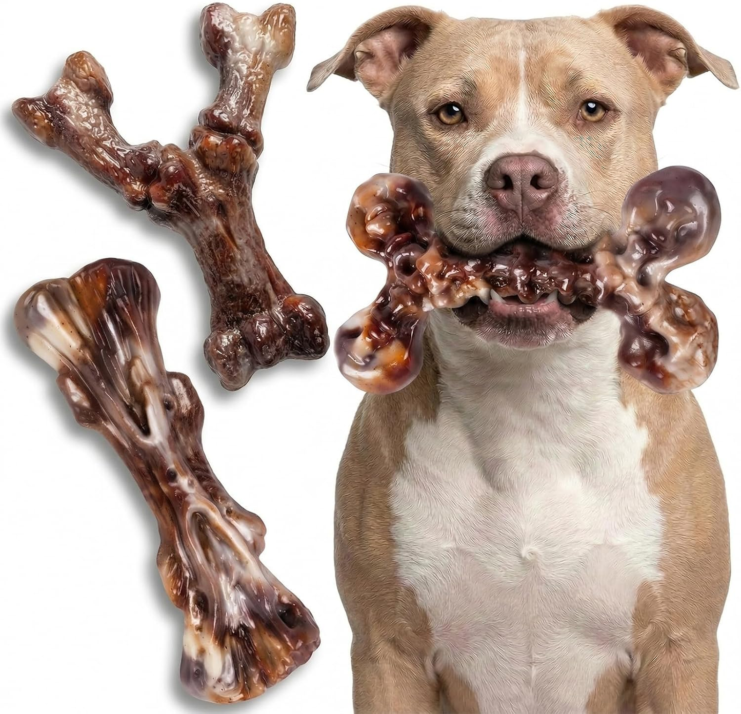 Dog Toys for Aggressive Chewers - 3 Pack Bacon Flavored
