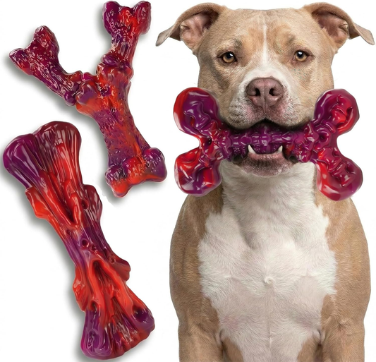 Indestructible Dog Toys for Aggressive Chewers 3-Pack : Beef-Red
